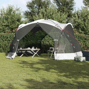 vidaXL Camping-Mückennetz mit Türen Grau für 8 Personen wasserdicht