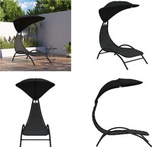 vidaXL Sonnenliege mit Dach Schwarz 167x80x195 cm Stoff und Stahl - Sonnenliege Mit Dach - Sonnenliegen Mit Dach - Sonnenliege - Gartenliege vidaXL Sonnenliege mit Dach Schwarz 167x80x195 cm Stoff und Stahl - Sonnenliege Mit Dach - Sonnenliegen Mit Dach - Sonnenliege - Gartenliege