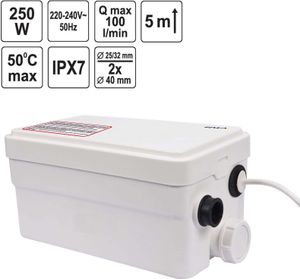 WC Hebeanlage, Fäkalienpumpe Dusche Waschbecken ohne Zerkleinerer 250W WC Hebeanlage, Fäkalienpumpe Dusche Waschbecken ohne Zerkleinerer 250W