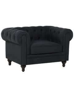 BELIANI Fotel ciemnoszary tapicerowany chesterfield tuftowany pikowany vintage glamour salon