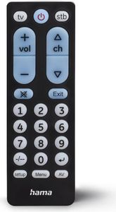 Hama Universal-Fernbedienung TV, Infrarot, für 2 Geräte, große Tasten, lernfähig (00221051)