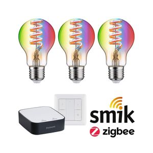 Paulmann Smartes Zigbee 3.0 LED Starter Set Smik E27 - Birne A60 3x 6,3W 470lm RGBW