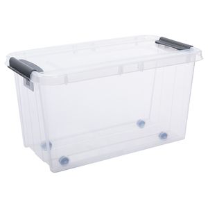 plast team Aufbewahrungsbox PROBOX mit Rollen 70 Liter transparent
