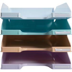 Exacompta Set mit 4 Briefablagen COMBO MIDI, Aquarel - sortiert - 113296SETD