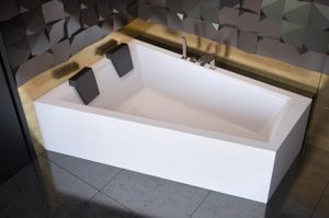 BADLAND Eckbadewanne Rechteck Badewanne Intima für zwei Personen LINKS 180x125 mit Acrylschürze, Füßen und Ablaufgarnitur GRATIS ohne Kopfstützen