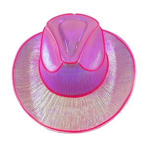 Cowgirl-Hut, kabellos, Disco, leuchtend, bunt, LED, leuchtende Lichtleiste, Kappe, Uni, Hip-Hop-Stil, Junggesellinnenabschied, Zubehör, blinkender Neon-Western-Cowboy-Hut, Einheitsgröße, Pink