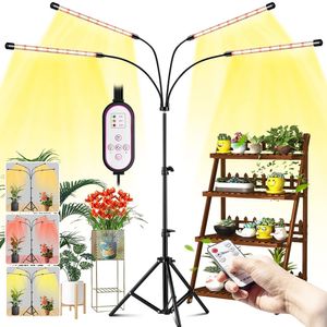 Pflanzenlampe Vollspektrum LED Grow Lampe mit Ständer Sonnenlicht Bodenpflanzenlicht Pflanzenleuchte Tripod einstellbar Wachstumslampe 3 Modi