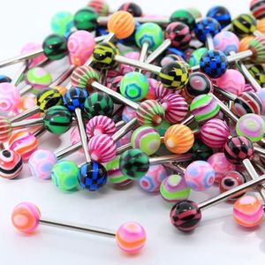 Modische Zungenringe in gemischten Farben, 20/50 Stück, verschiedene Piercing-Hanteln, Riegel, Schmuck-20Pcs