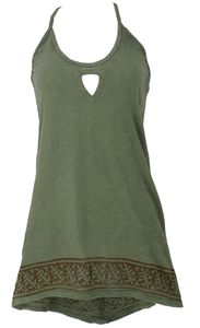 Boho Longtop, Top mit Toller Rückenpartie - Olivgrün, Damen, Baumwolle,Elastan, Tops & T-Shirts