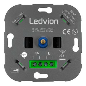 Ledvion LED Dimmer, 5-250 Watt, Universal, Lampe LED, Einbaudimmer, Dimmschalter, Inkl. Dimmer Abdeckplatte, Dimmer- Abdeckrahmen, Dimmer LED Lampen, Phasenabschnittsdimmer LED, Inkl. Adapter