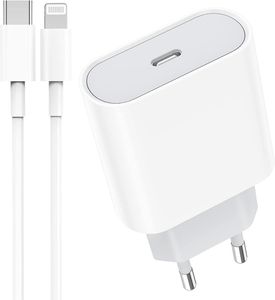 Hikey 20W rychlá nabíječka + 1 metr kabelu USB-C 20W sada pro originální nabíjecí adaptér iPhone 11 / 12 / 13 / Pro / Max