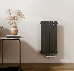 Grzejnik EMKE Płaski grzejnik płytowy Pionowy jednowarstwowy Podłączenie środkowe 600x 300 mm 233W Czarny bez elementu grzejnego