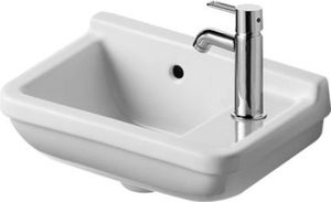 Duravit Handwaschbecken STARCK 3 mit Überlauf, Hahnlochbank, 400 x 260 mm, 1 Hahnloch rechts weiß