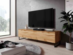 Furnix TV-Lowboard Kommode Zibo 160 cm TV-Schrank mit Metallfüßen Eiche Wotan