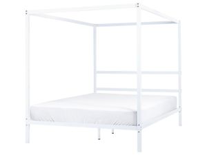 BELIANI Himmelbett Weiß Metall 160 x 200 cm 4 Pfosten Elegant Modern Stilvoll Minimalistisch Designer Bett für Schlafzimmer