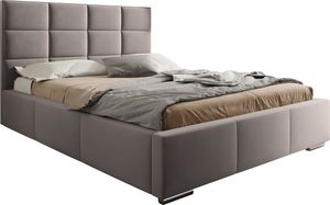 SEELLOO Eleganckie łóżko tapicerowane MIA Premium jednoosobowe stelaż pod materac tkanina Velvet dwuosobowe stelaż pod materac 140x200cm Wymiary łóżka 219x159x102cm Szary