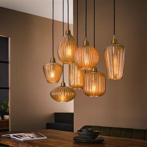 Hoyz - Hängelampe Muster 4+3 Lampen - Glas
