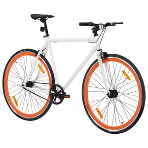 vidaXL Bicykel s pevným prevodom biely a oranžový 700c 59 cm