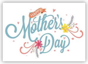 4x Schöne Glückwunschkarte zum Muttertag, Muttertagskarte auf weiß: Happy Mother's day