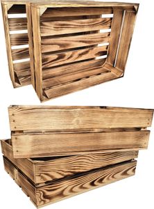 3er Set Geflammt Holzkisten 50 x 40 x 15 cm massive Weinkisten in vielen Farben zur Auswahl Holz Kisten Obstkisten Apfelkisten, holzregal.