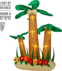 Set Von 3 Leuchtenden Aufblasbaren Palmen M. Integriertem Gebläse