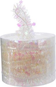 Weihnachtsgirlande Lametta mit Sternen 3cm x 7m - Klar irisierend