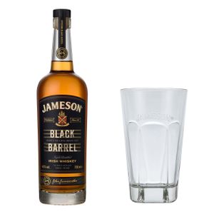 Jameson Black Barrel Blended Irish Whisky Set mit Tall Glas, Whiskey, Schnaps, Spirituose, mit Geschenkbox, Alkohol, Flasche, 40 %, 700 ml
