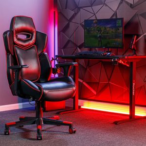 X Rocker Drogon – Luxus Gaming Chefsessel Bürodrehstuhl | Schwarz/Rot
