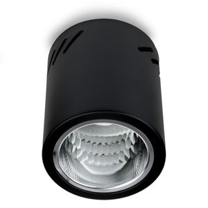 LUMILED Aufbauspot Aufbauleuchte Aufbaustrahler Deckenspot Deckenlampe Spot Aufputz festehend Downlight aus Aluminium rund in schwarz E27 Fassung 230V 98mm H: 115mm