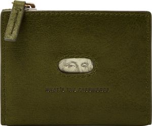 FOSSIL Leder Geldbörse Andrew Magnetic Zip Card Case Canteen grün
