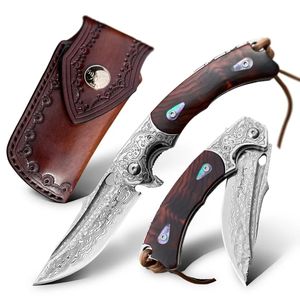 MASTERPIECE Mizuki Damast Jagd-Klappmesser-Dunkel braun KP26671