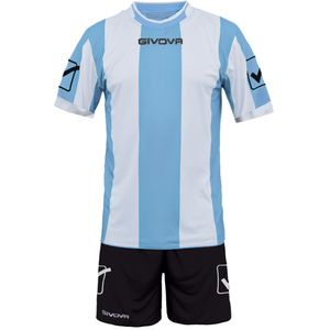 M celeste/bianco|Givova Fußball Set Trikot mit Shorts Kit Catalano hellblau/weiß