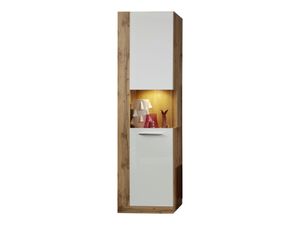 trendteam Wohnen Vitrine Rock Wotan Eiche Nachbildung/Weiß Hochglanz 52 x 186 x 34 cm