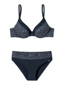 Schiesser bikini oberteil badeanzug Aqua Sea Blossom dunkelblau-gem. 38D
