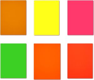 5x6 Blatt Buntpapier DIN A4 NEON Farben Orange, Gelb, Magenta, Grün, Intensivorange, Rot (LCP-117)