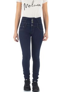 Malucas Damen High Waist Jeans Skinny Hose, Größe:36, Farbe:Blau