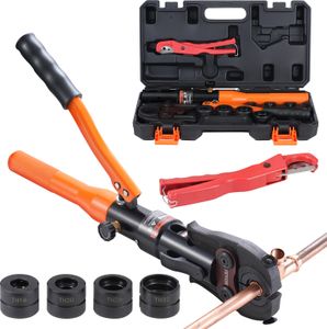 VEVOR Hydraulisches Rohr-Crimpwerkzeug für Kupferrohrverbindungen, Presszange mit TH16, TH20, TH26, TH32 Schnellwechselbacken, 360° drehbares Pressset für T-Verbindungsstücke auf engstem Raum