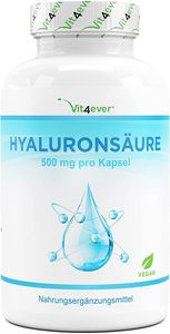 Vit4ever® Hyaluronsäure 400 mg - 120 Kapseln - Molekülgröße 500-700 kDa - Laborgeprüft - Hyaluron aus Fermentation - Vegan - Hylaronsäure - Gelenke, Haut & Anti-Aging