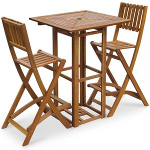 3-er Set Bistro-Set | Bistrotisch mit 2 Stühlen | Sitzgruppe Tischgruppe für Esszimmer Akazie Massivholz #DE750930
