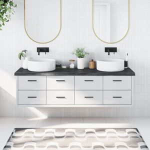 Waschtischplatte Dunkelgrau 180x60x6 cm Massivholz Behandelt
