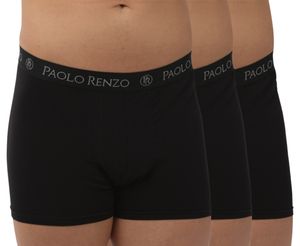 Paolo Renzo Boxershorts Herren Hipster 12er Pack - Weiche Baumwolle - Größe XXL - Schwarz