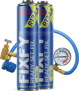 FIXFY FIRST CHARGE 500 ml Klimaanlagen-Nachfüllset - 2x GROSSE DOSE + R134a-Schlauch