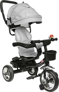 Kinderdreirad Dreirad 4 in 1 Sonnendach Kinderwagen Fahrrad Baby Kleinkinder Hellgrau