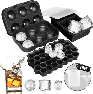 Eiswürfelform, 3er Set, Eiswürfelform Silikon, Eiswürfelform mit Deckel, Eiswürfelform Groß, BPA-frei, Geeignet für Whisky-Cocktail, Fruchtsaft und Praline