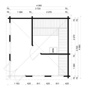 5-Eck Saunahaus Sandor-70, 70 mm Wandstärke (400 x 400 cm)