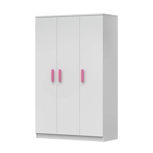 Kleiderschrank Drehtürenschrank Kinderkleiderschrank Schrank 120cm Weiß/Weiß mit rosa Griffe - JONAS 19 Kleiderschrank Drehtürenschrank Kinderkleiderschrank Schrank 120cm Weiß/Weiß mit rosa Griffe - JONAS 19