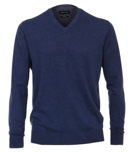 Casamoda, Pullover V-Ausschnitt uni, Pullover V-Neck NOS, blau, Größe 6XL, 100CO