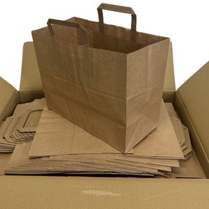 KURTT - 50 Stück - Papiertragetasche/Papiertüten 32x17x27cm braun - Mahlzeit Taschen - Papiertüten - Geschenktüten - umweltfreundlich