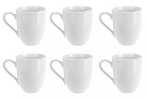 Kaffeebecher Kaffeetasse Porzellan Weiß mit Henkel 6 Stück Set Modell-Auswahl, Modell:300 ml bauchige Form