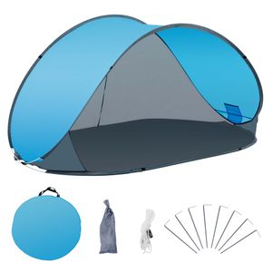 Duhome Strandmuschel Pop Up Strandzelt Campingzelt Trekkingzelt UV Schutz Wurfzelt, Grau+Blau